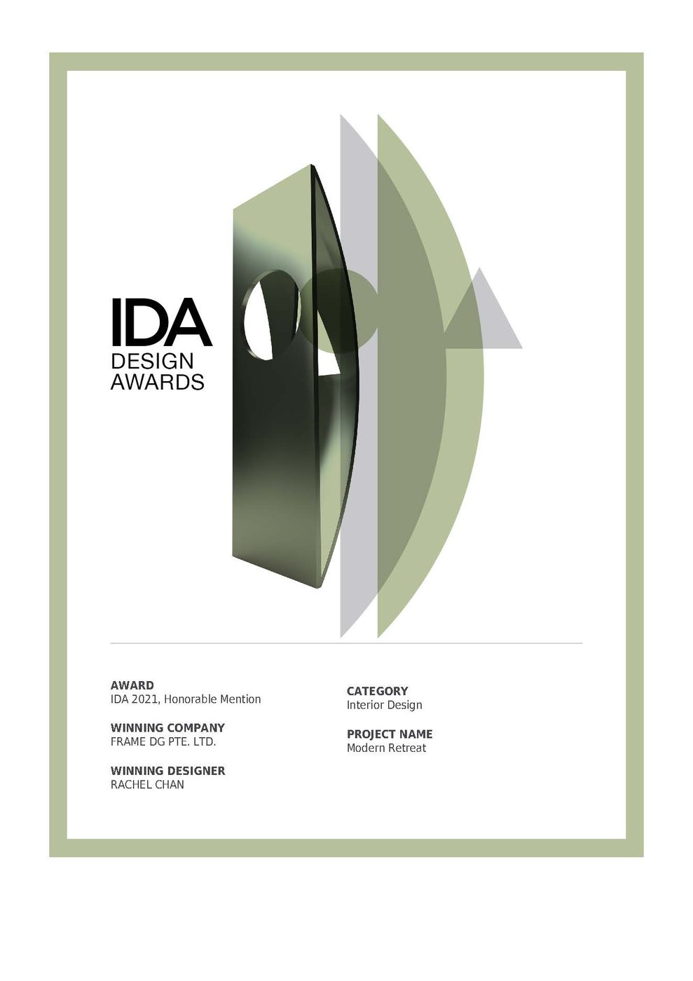 IDA Design Awards certificate